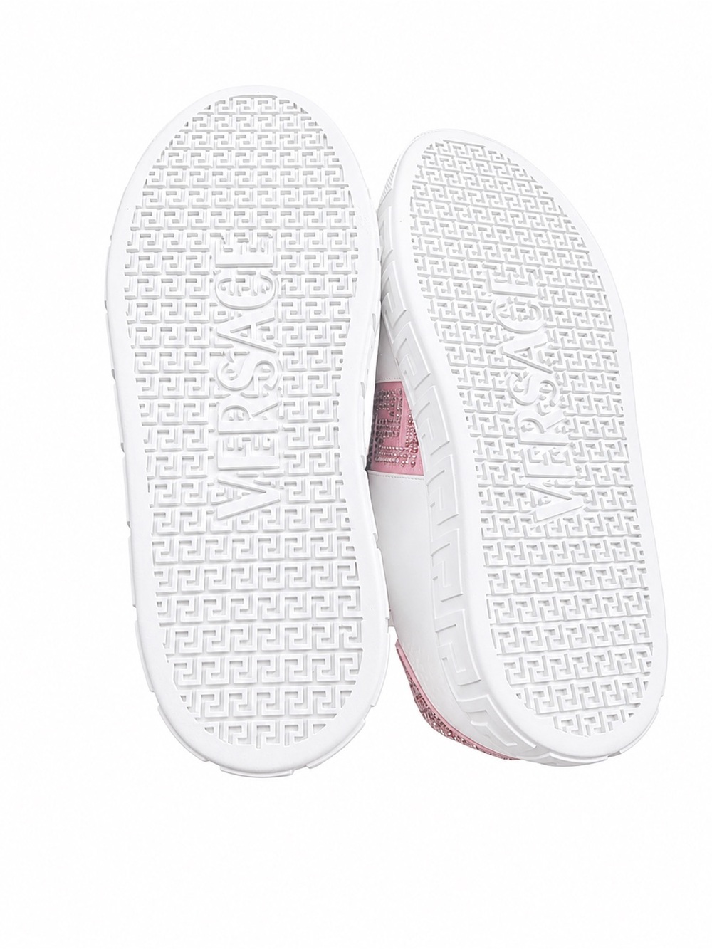 NWT VERSACE Pink Ombré Greca Crystal Tessuto Free Bio Embellished Sneakers - Picture 12 of 14